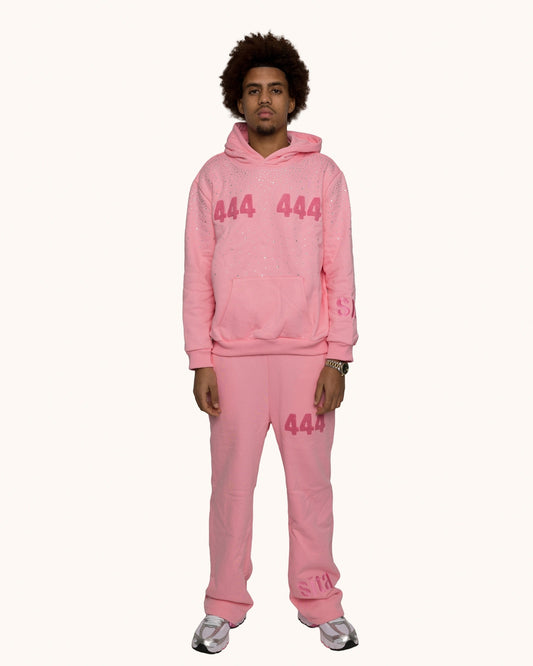 444 Rhinestones Drip Trainingspak | Roze