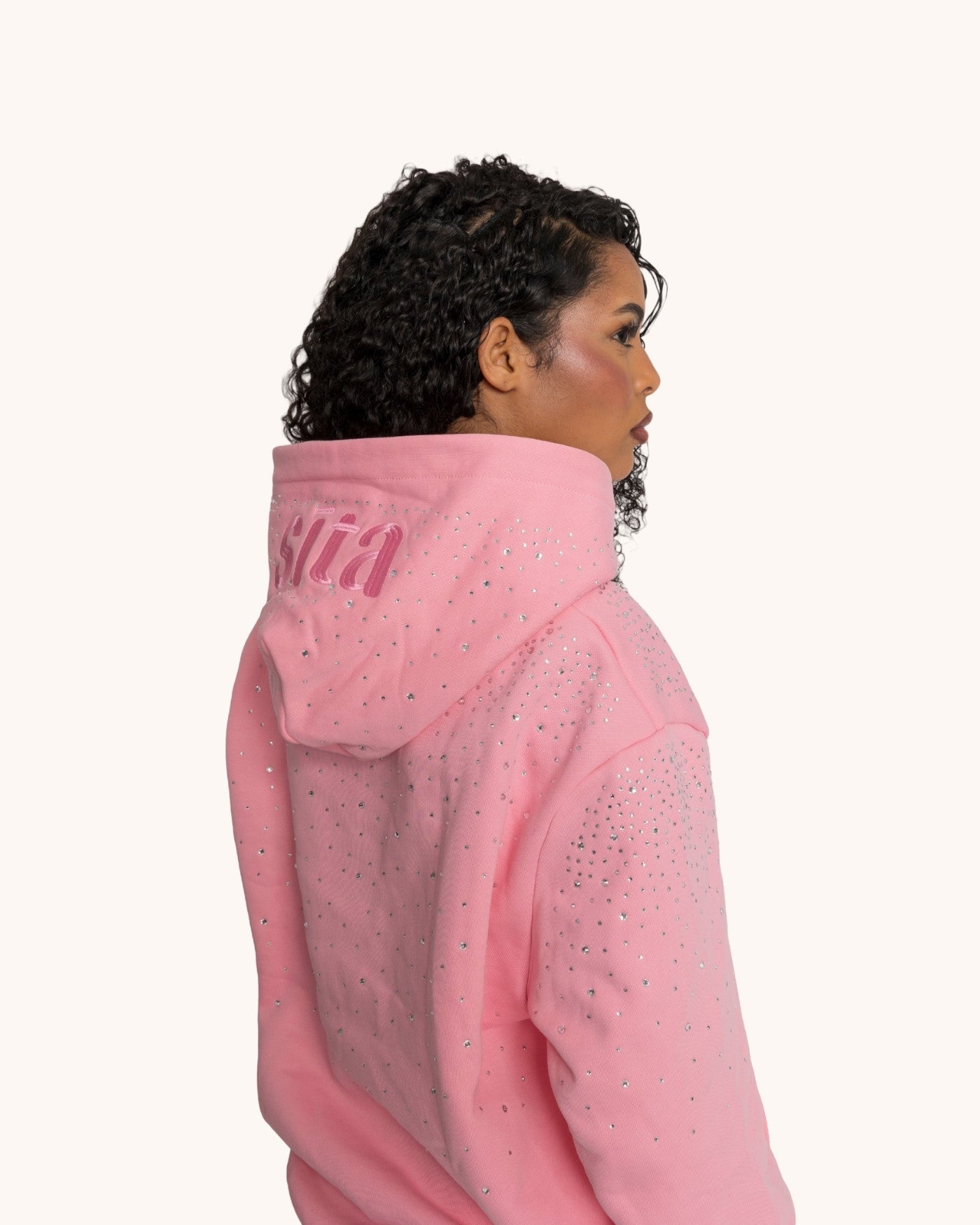 444 Rhinestones Drip Trainingspak | Roze